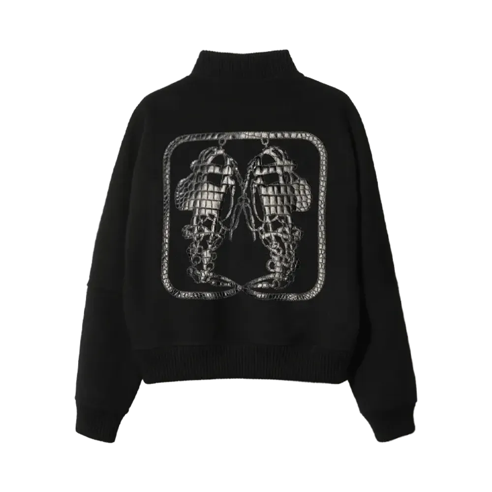Hermes Blouson Brode Croco Cachemire Double Noir "BLACK"