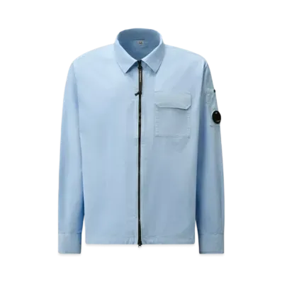 C.P. Company Organic Gabardine Full Zip Overshirt "Cerulean Light Blue"
