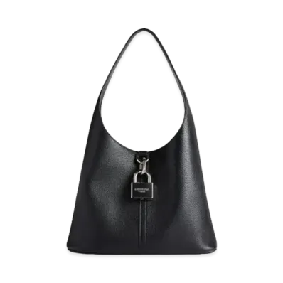 BALENCIAGA Locker Medium North-South Hobo Bag In Grained Calfskin "Black"