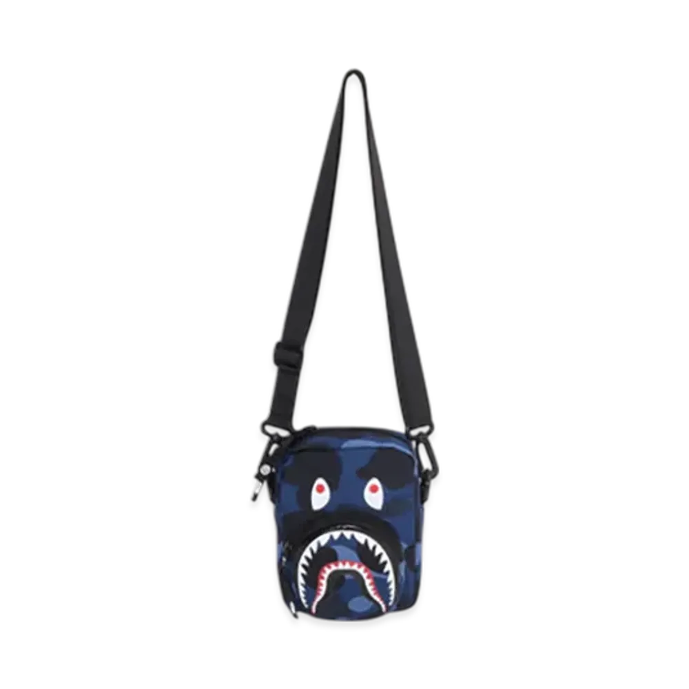 A BATHING APE Color Camo Shark Mini Bag "Navy"
