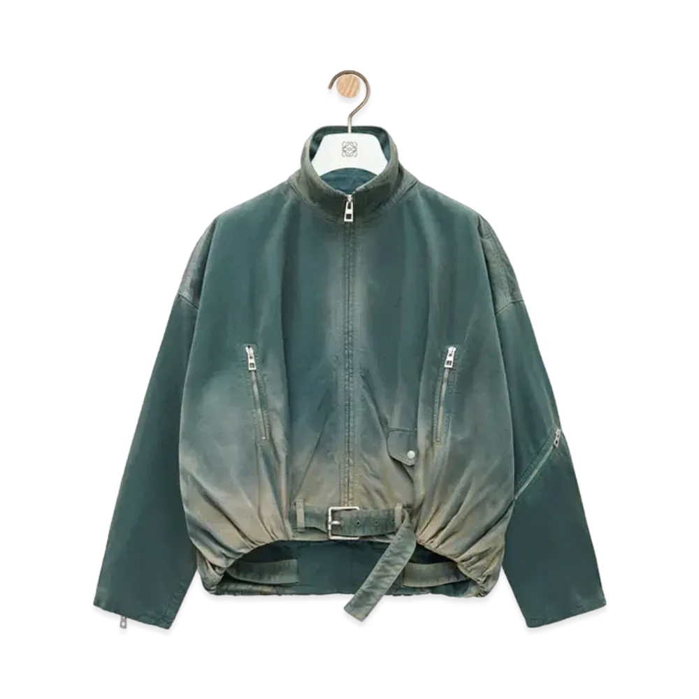 LOEWE Women's Balloon Jacket in Cotton "Slate Blue Washed"