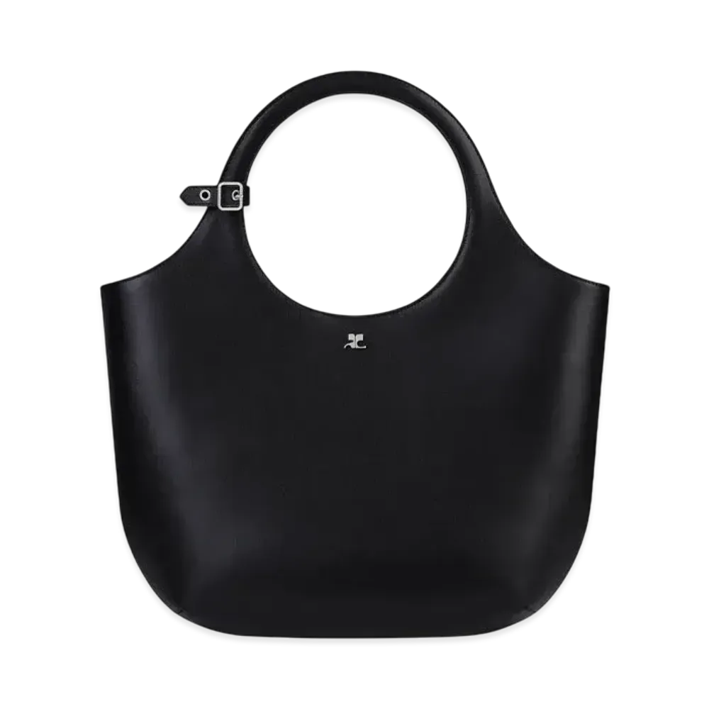 Courreges Medium Holy Leather Bag "Black"