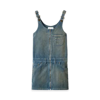 MIU MIU Women's Washed Corduroy Mini Dress "Sapphire Blue"