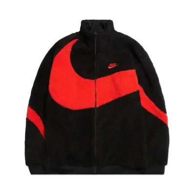 Nike Big Swoosh Reversible Boa Jacket "Black Chili Red"