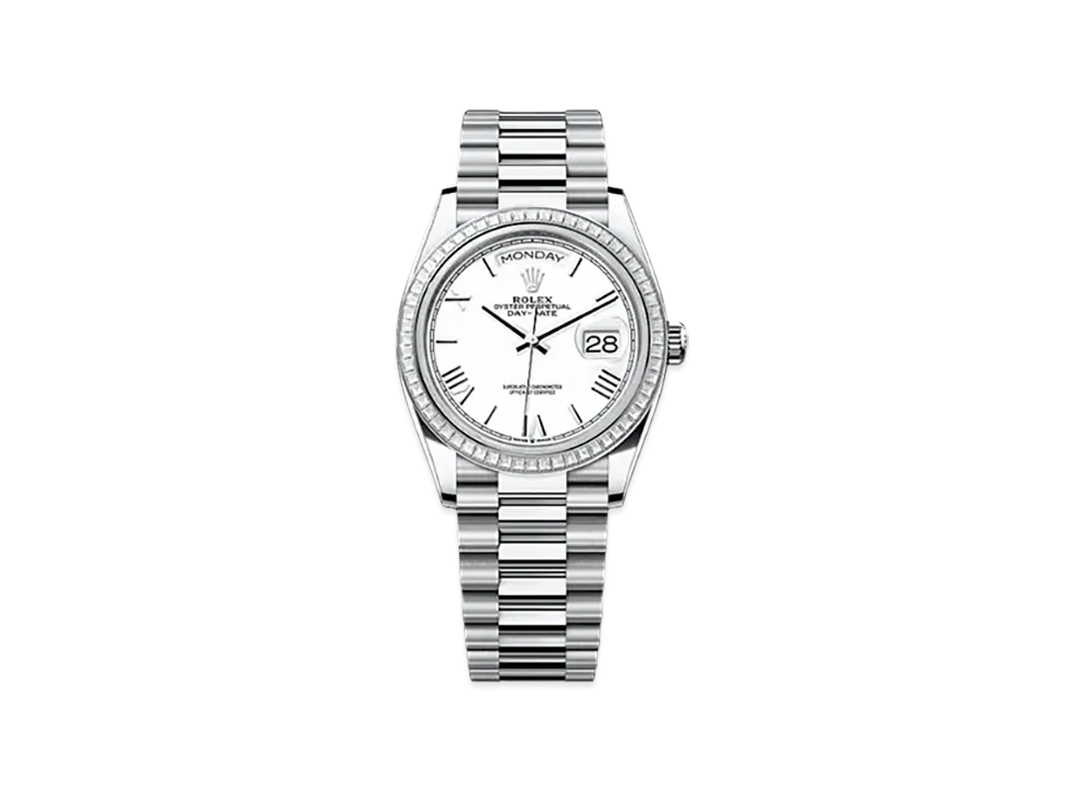 ROLEX Day-Date 36mm Platinum Diamond 128396TBR "White"