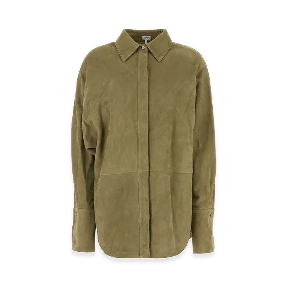 LOEWE Women's Suede Shirt "Sage Green"