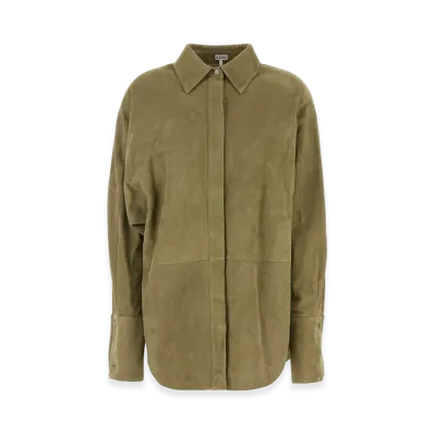 LOEWE Women's Suede Shirt "Sage Green"