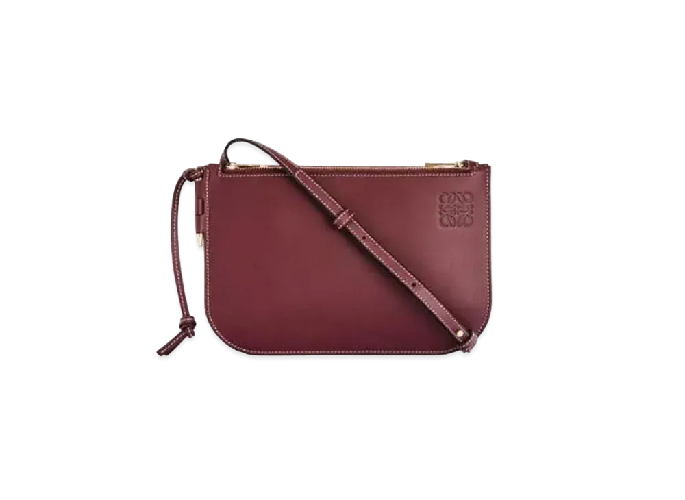 LOEWE Gate Double Zip Pouch In Soft Calfskin "Malbec"