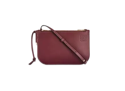 LOEWE Gate Double Zip Pouch In Soft Calfskin "Malbec"