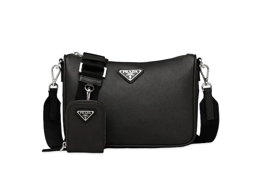 PRADA Saffiano Leather Shoulder Bag "Black"