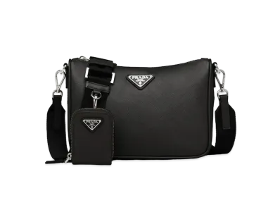 PRADA Saffiano Leather Shoulder Bag "Black"