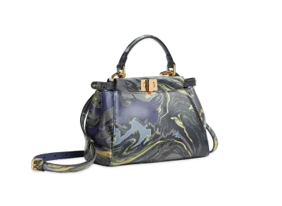 FENDI Peakabo Mini Marble Nappa Leather Bag "Blue"
