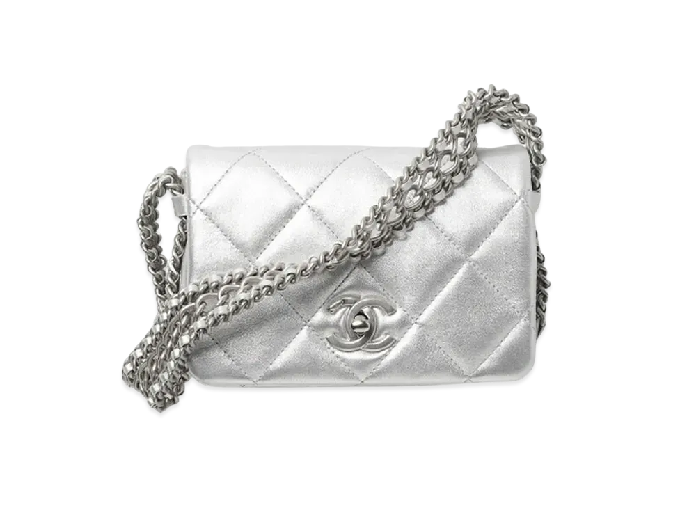 CHANEL Mini Flap Bag Metallic Lambskin "Silver"
