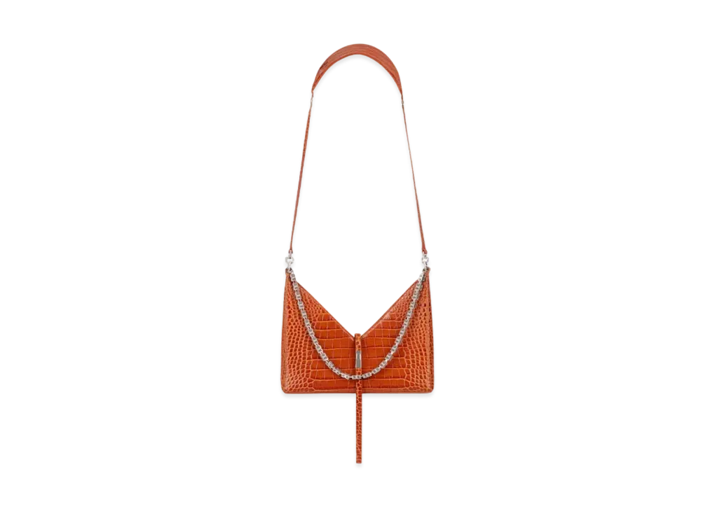 GIVENCHY Small Cut Out Bag in Crocodile Effect Leather with Chain "Camel"