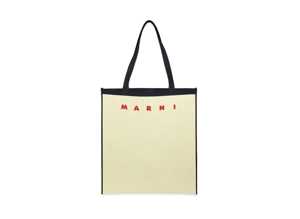 Marni Beige & Blue Black Jacquard Bag "Ecru/Blue Black/Red"