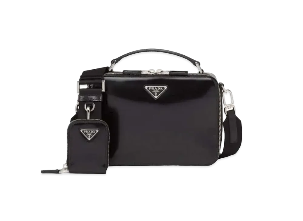 PRADA Brique Brushed Leather Bag "Black"