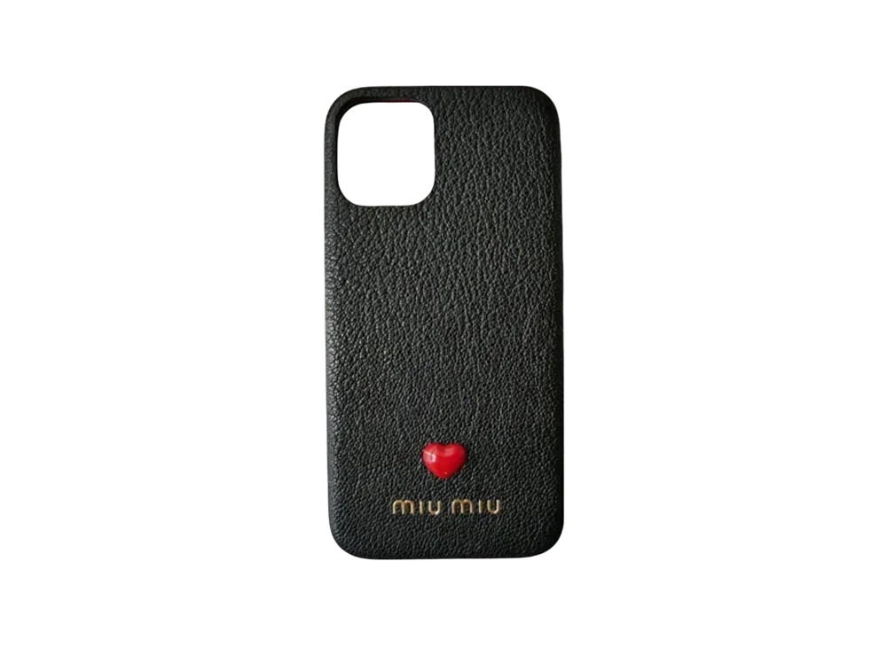 MIU MIU Madras Love Leather iPhone 12 Mini Cover "Black"