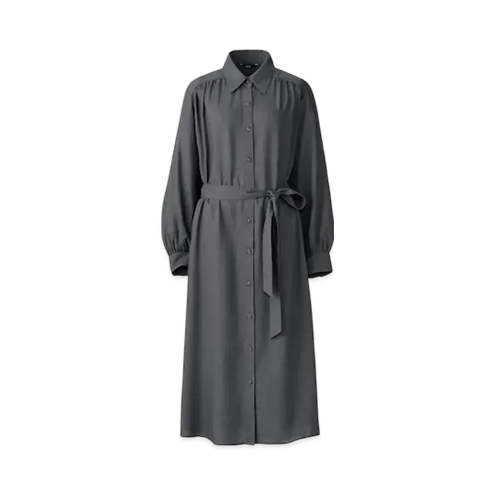 Uniqlo C Women'Sbelted Shirt Dress / Short Length "Gray"
