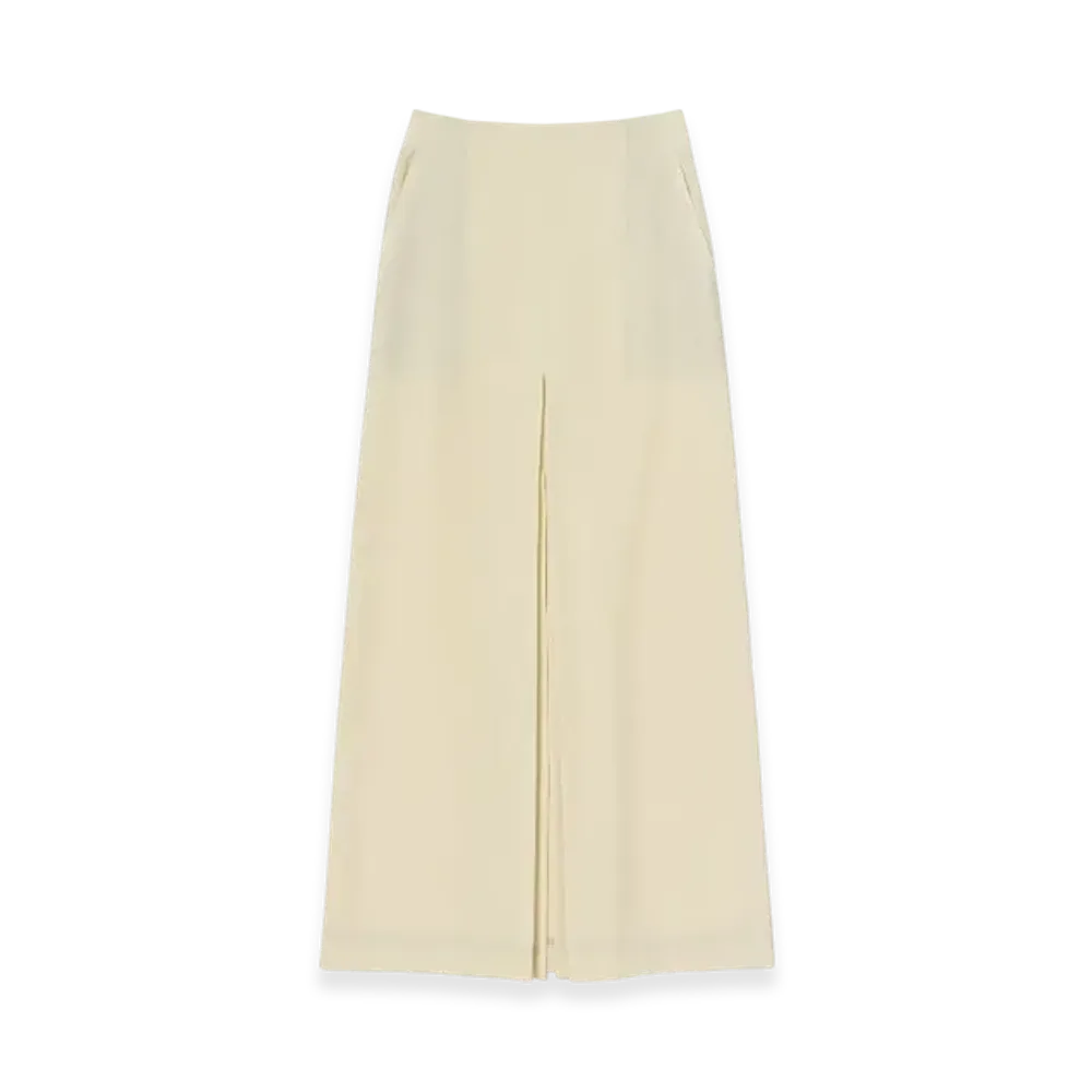 AURALEE Wool Kid Mohair Hop Sack Slit Skirt "Ivory White"