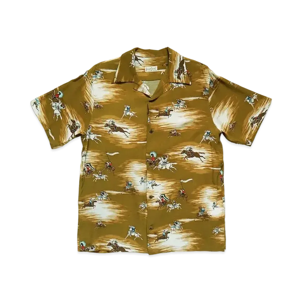 KAPITAL Rayon Kamikaze Aloha Shirt "Gold"