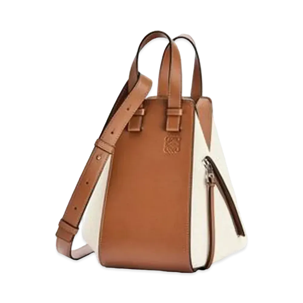 LOEWE Small Hammock Bag In Canvas And Calfskin "Tan / Ecru"