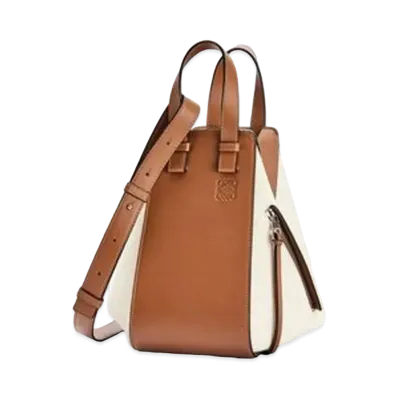 LOEWE Small Hammock Bag In Canvas And Calfskin "Tan / Ecru"