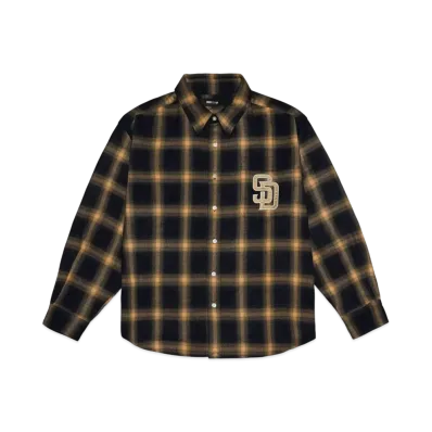 WIND AND SEA x MLB San Diego Padres Check Shirt "Navy Yellow"