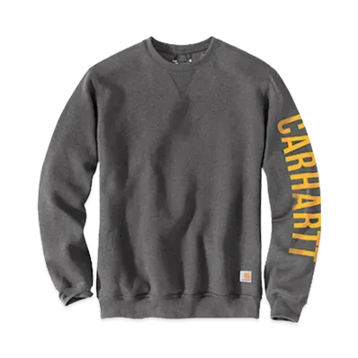 Carhartt Midweight Crew Neck Logo Sleeve Graphic Sweatshirt "Carbon Heather"