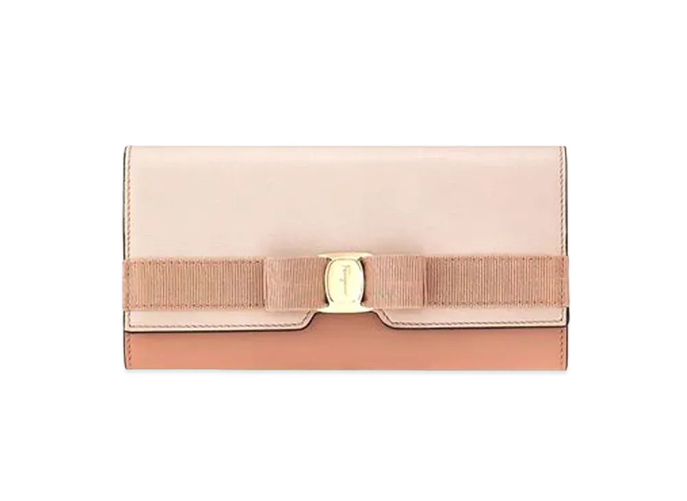 Salvatore Ferragamo Vara Bow Continental Wallet "New Blush/Mangiarotti Carrara"