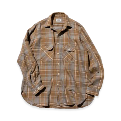 Unlikely Elbow Patch Flannel Work Shirts "Beige Plaids"
