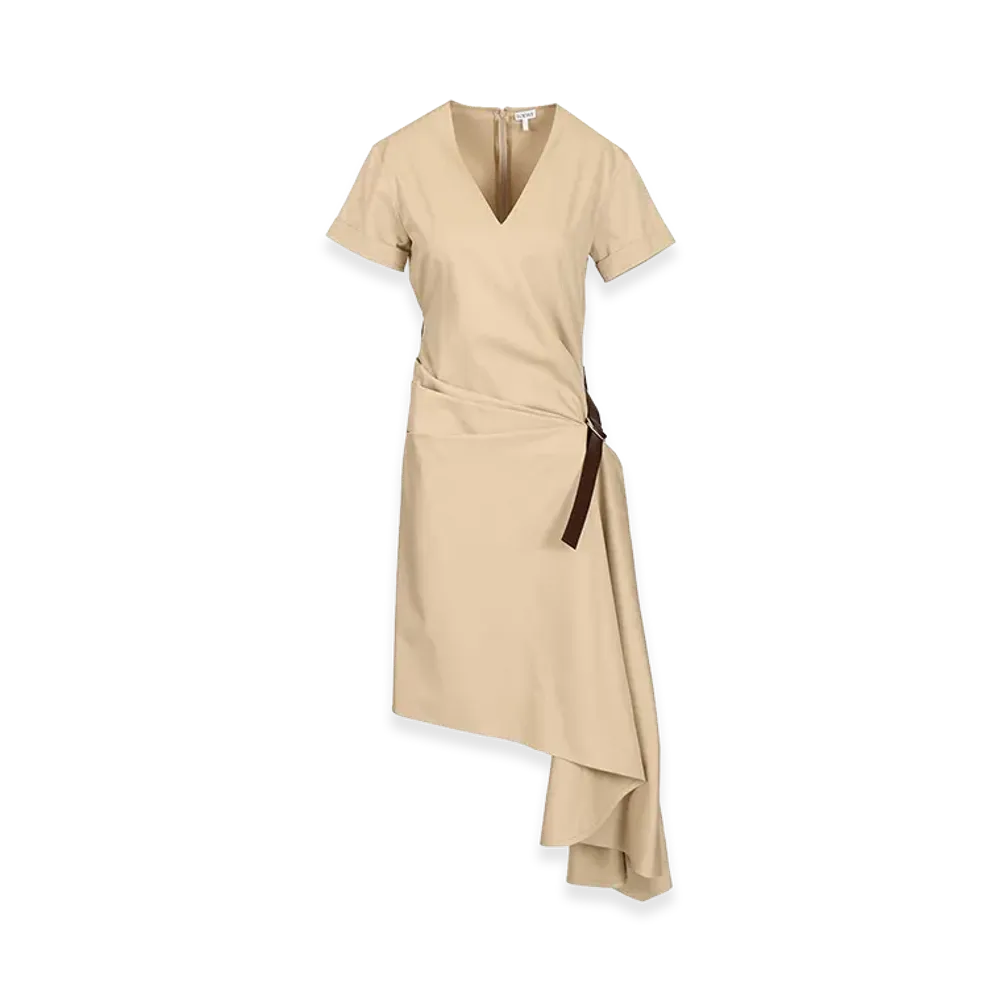 LOEWE Women's Belted Dress In Cotton And Silk "Beige"