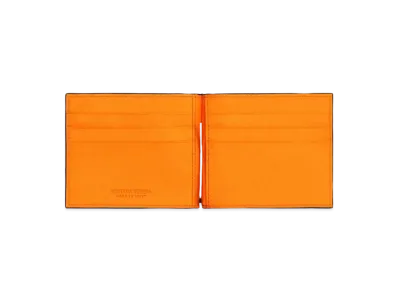 Bottega Veneta Bill Clip Wallet "Black/Papaya"