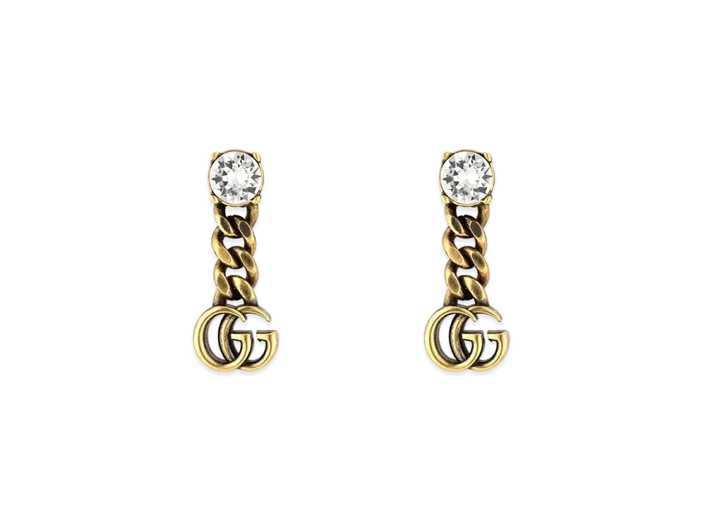 GUCCI Crystal Double G Earrings