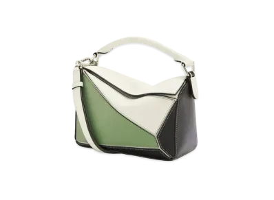 LOEWE Small Puzzle Bag In Classic Calfskin "Soft White/Rosemary"