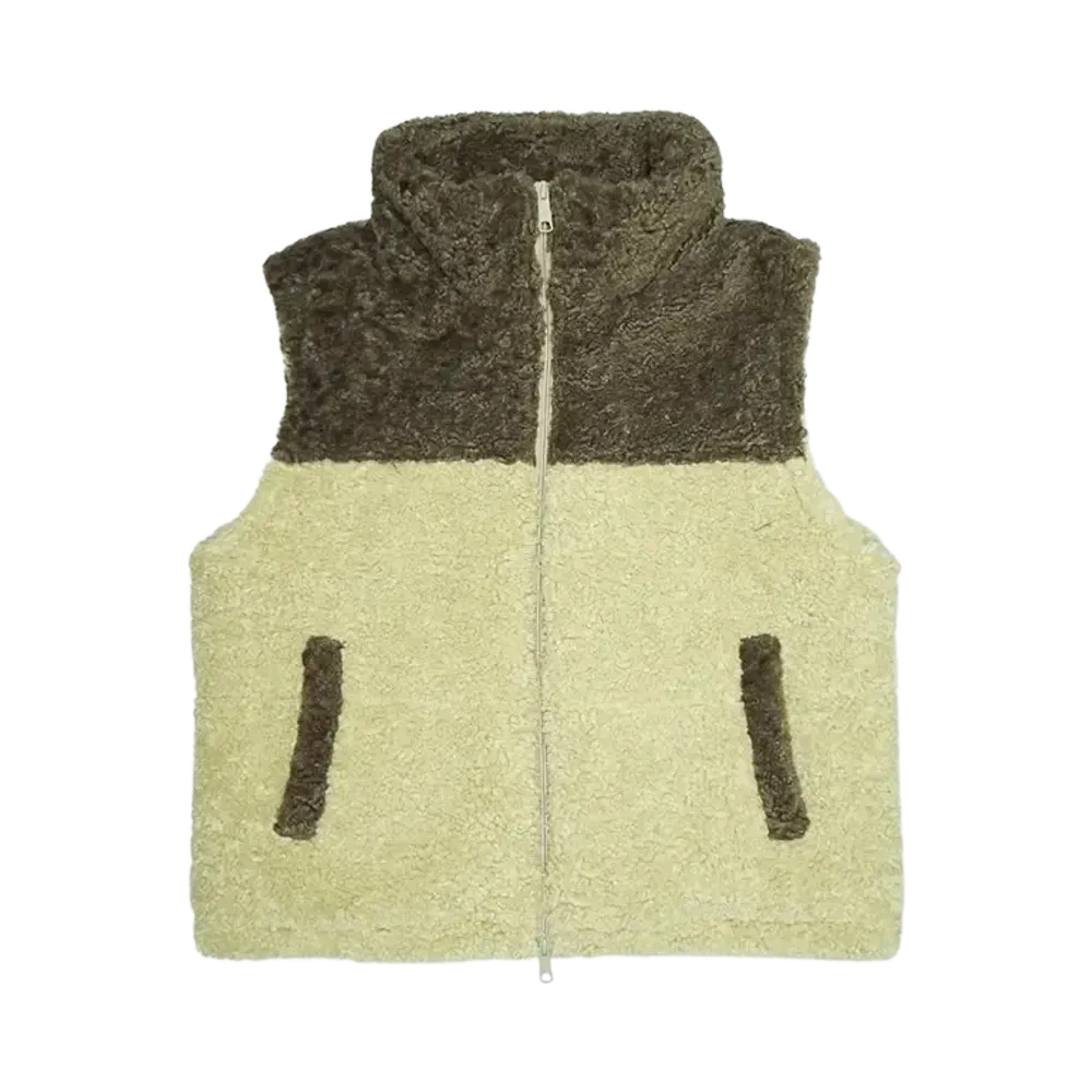 HTH boa vest "BROWNxGREEN"