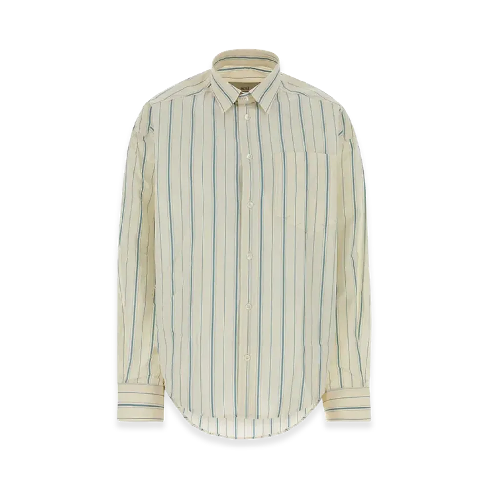 AMI PARIS Women's Embroidered Poplin Oversize Shirt "Beige"