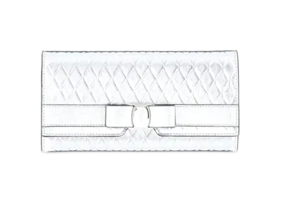 Salvatore Ferragamo Vara Bow Continental Wallet "Silver"