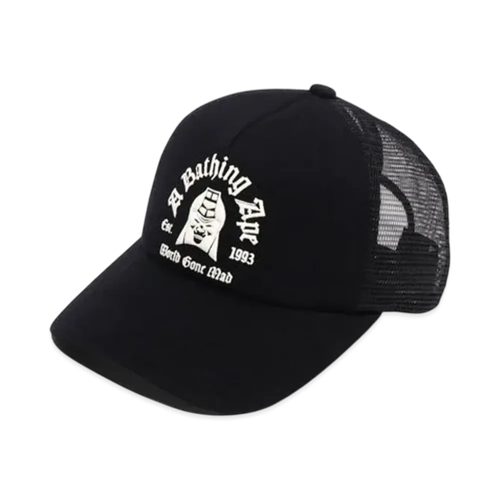 A BATHING APE Logo Cotton Panel Mesh Cap "Black"