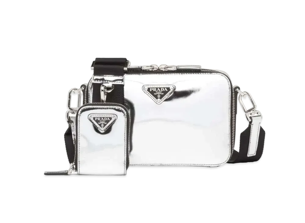 プラダ ブリック レザー バッグ "シルバー" 2VH070_ZO6_F0118