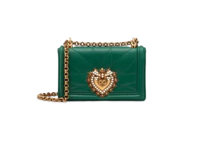 Dolce&Gabbana Devotion Micro Bag Matrasse Nappa Leather "Green"