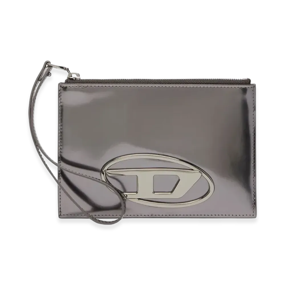 Diesel 1Dr Pouch Iii Zipped Pouch In Mirror Leather "Gray"