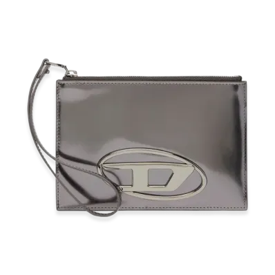 Diesel 1Dr Pouch Iii Zipped Pouch In Mirror Leather "Gray"