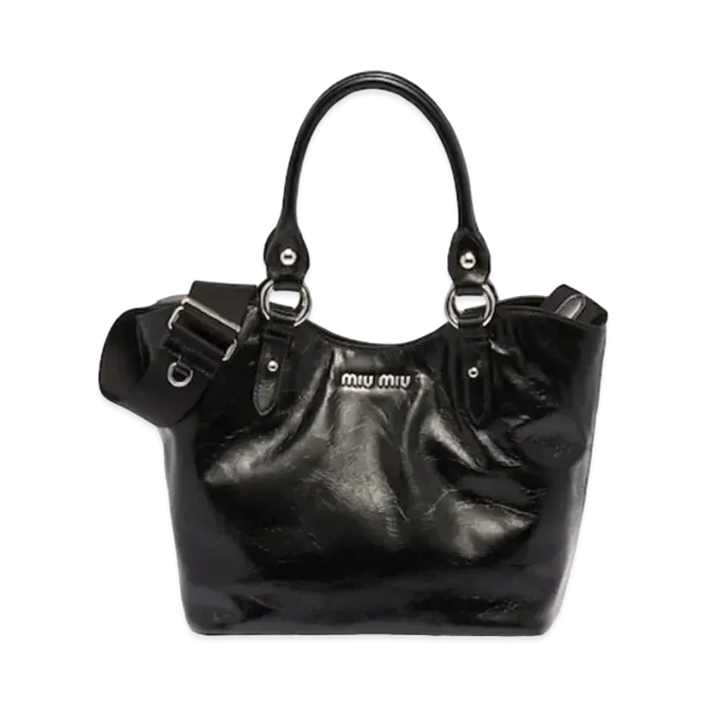 MIU MIU Shine Leather Bucket Bag "Black"