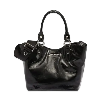 MIU MIU Shine Leather Bucket Bag "Black"