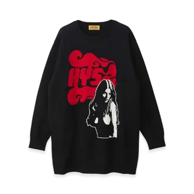 HYSTERIC GLAMOUR FLAME WOMAN Knit Dress "Black"
