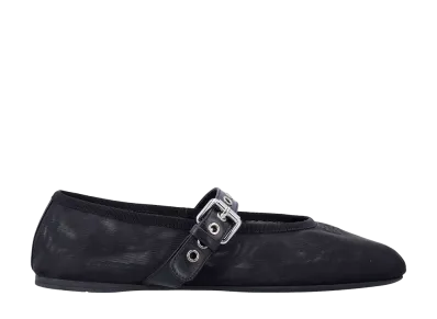 MIU MIU Women's Mesh Fabric Ballerinas "Black"
