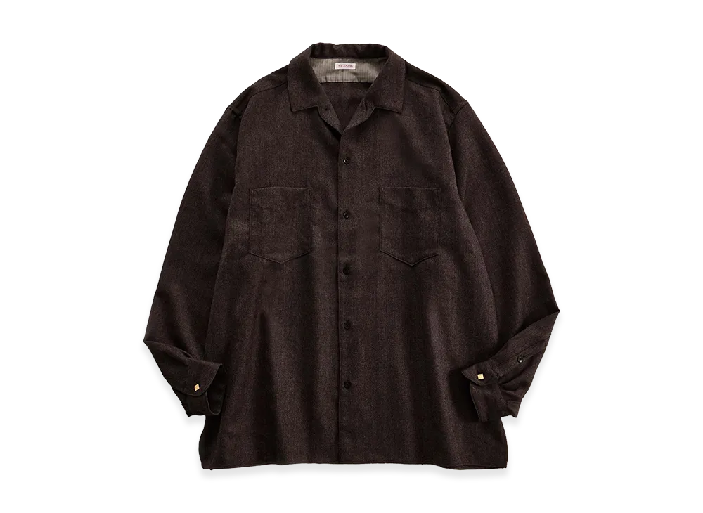 NICENESS O.Romeo Double Pocket Wool Saxony Dress Shirt "Brown"