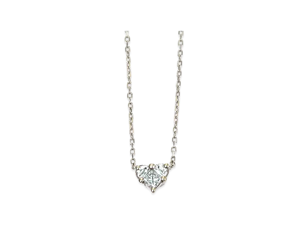 GUCCI Women's 18K 1P Diamond Heart Motif Necklace "White Gold"
