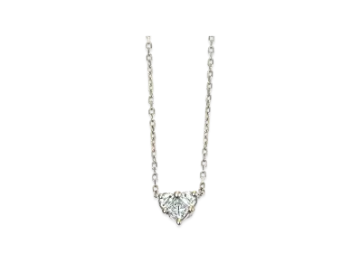 GUCCI Women's 18K 1P Diamond Heart Motif Necklace "White Gold"