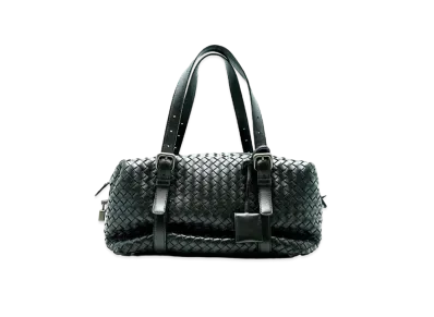 Bottega Veneta Lambskin Intrecciato Hand Bag "Black"
